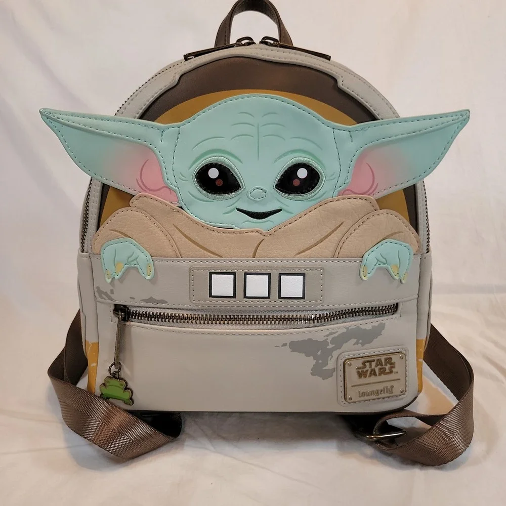 Loungefly Star Wars The Mandalorian Grogu Baby Yoda Mini Backpack OS Tan Green